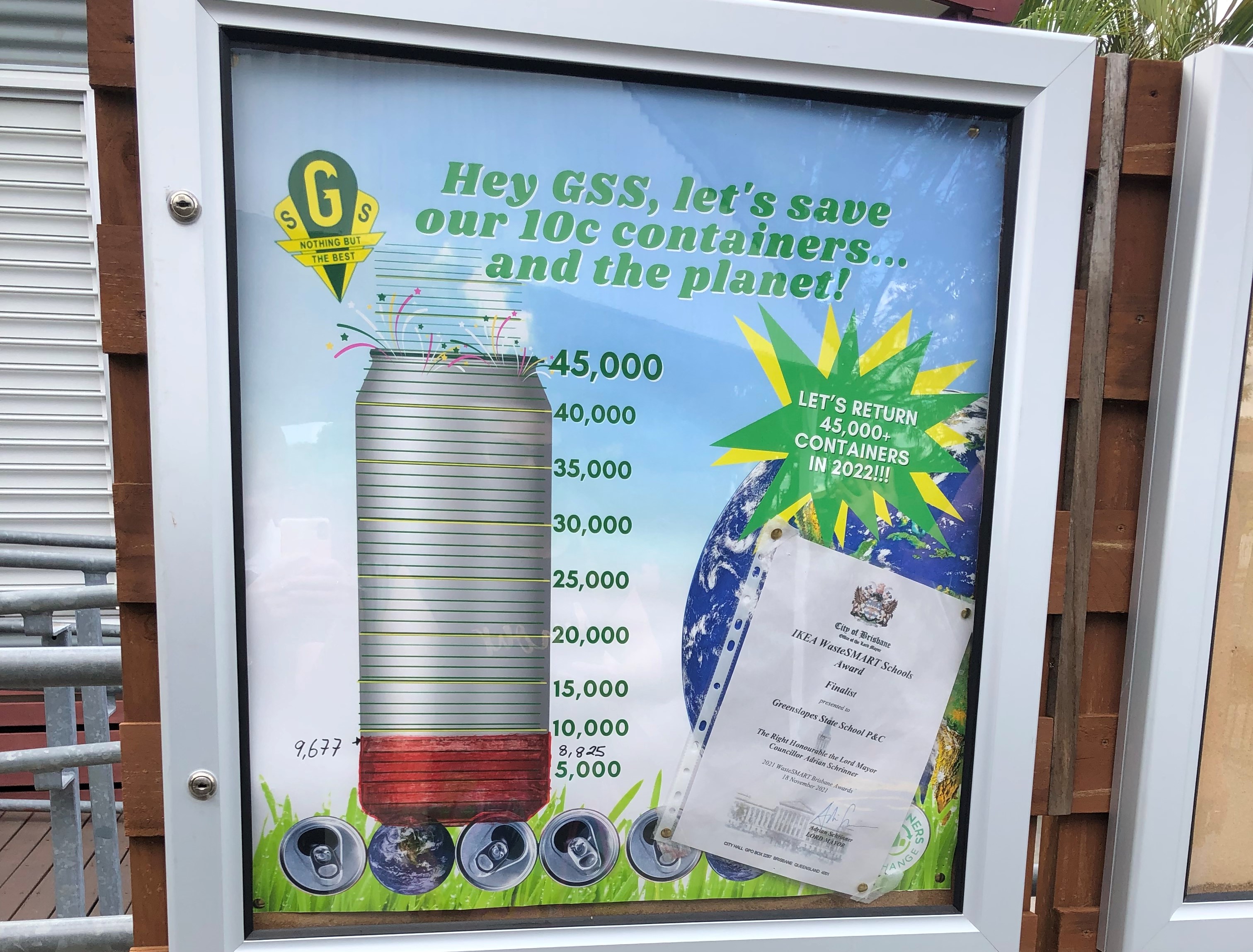 Poster of container donation goal Containers for Change